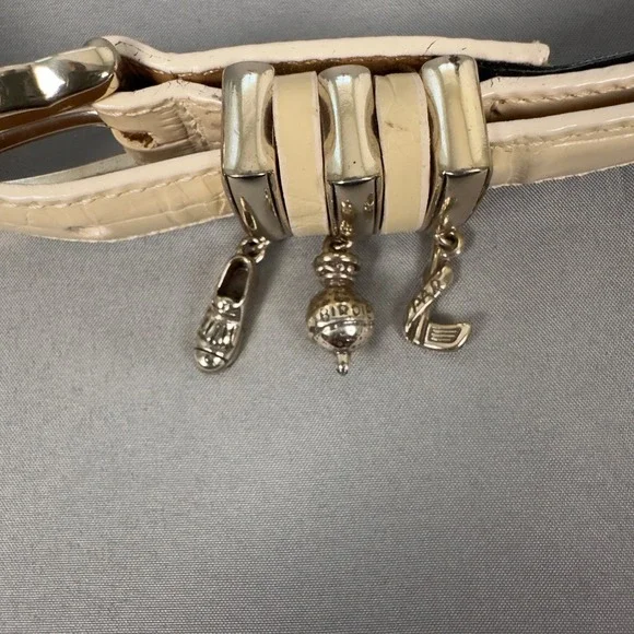 Brighton Belt Womens Golf Charm Cream Croc Embossed Leather Silver Buckle 32 - Picture 3 of 5